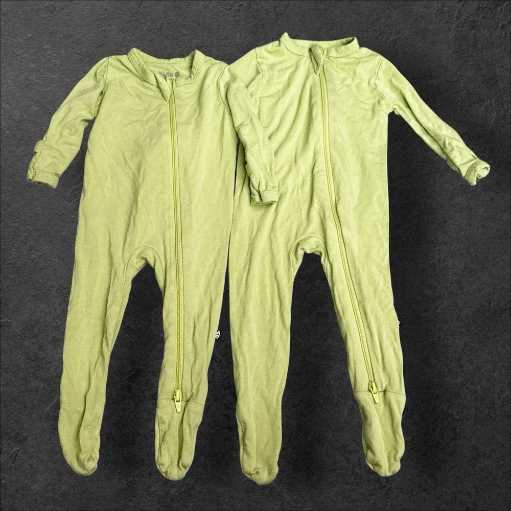 Kyte Baby Newborn 0-3 Month Lot Sleeper Pajamas Zipper Bamboo Green Girl Or Boy